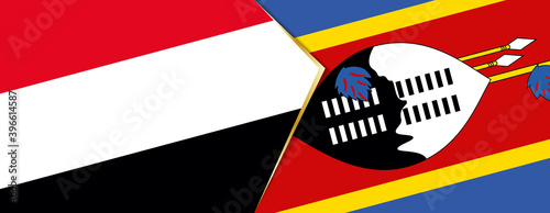 Yemen and Swaziland flags, two vector flags. photo