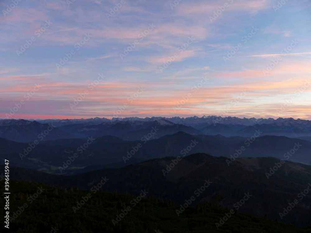 Sunset panorama view at Benediktenwand mountain in Bavaria, Germany Sunset panorama view at Benediktenwand mountain in Bavaria, Germany