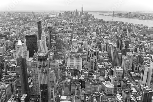NYC Concrete Jungle. Lower Manhattan view from the Empire State Building. 
