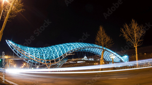 Beautiful modern pedestrian bridge in Tbilisi, Georgia