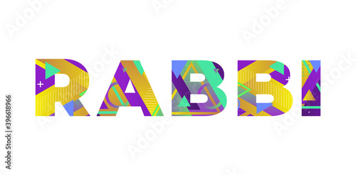 Rabbi Concept Retro Colorful Word Art Illustration