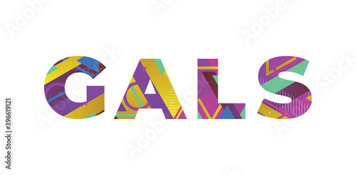 Gals Concept Retro Colorful Word Art Illustration