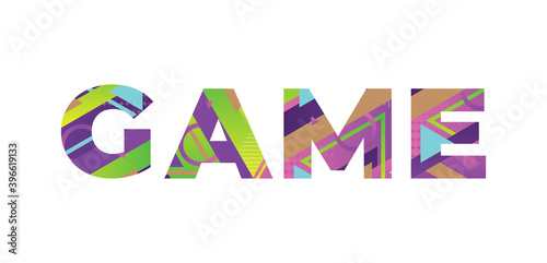 Game Concept Retro Colorful Word Art Illustration