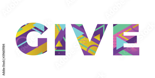 Give Concept Retro Colorful Word Art Illustration