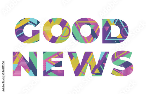 Good News Concept Retro Colorful Word Art Illustration