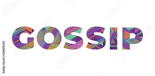 Gossip Concept Retro Colorful Word Art Illustration