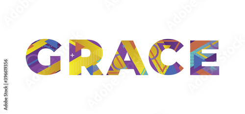 Grace Concept Retro Colorful Word Art Illustration