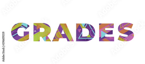 Grades Concept Retro Colorful Word Art Illustration