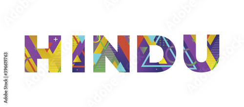 Hindu Concept Retro Colorful Word Art Illustration
