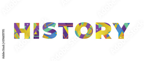 History Concept Retro Colorful Word Art Illustration