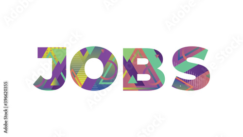 Jobs Concept Retro Colorful Word Art Illustration