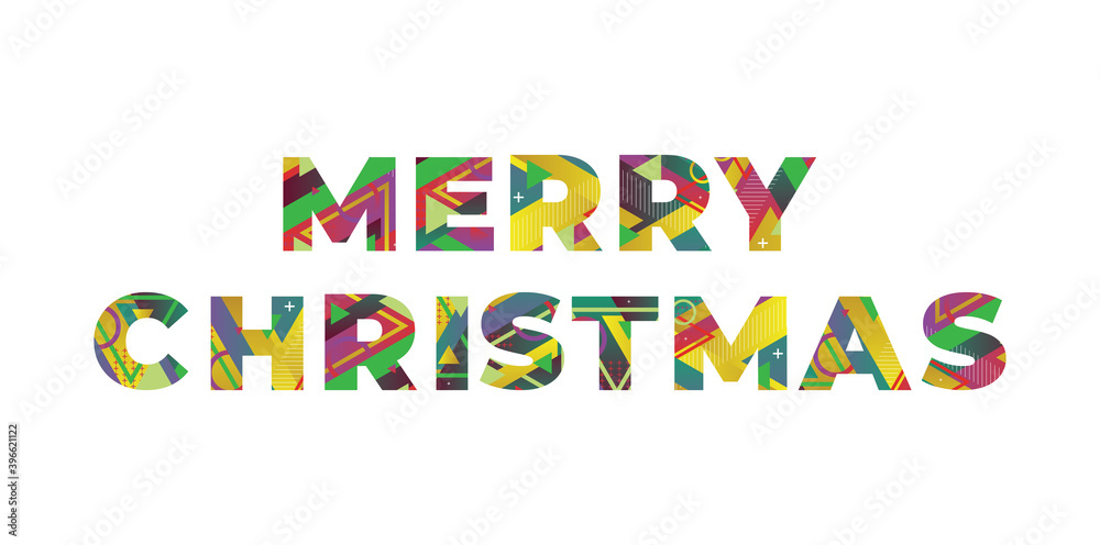 Merry Christmas Concept Retro Colorful Word Art Illustration