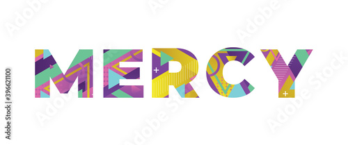 Mercy Concept Retro Colorful Word Art Illustration