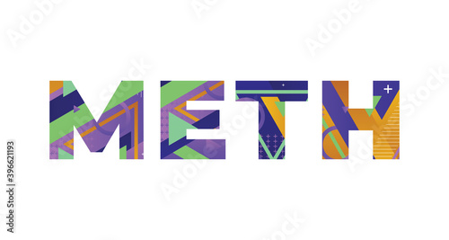 Meth Concept Retro Colorful Word Art Illustration