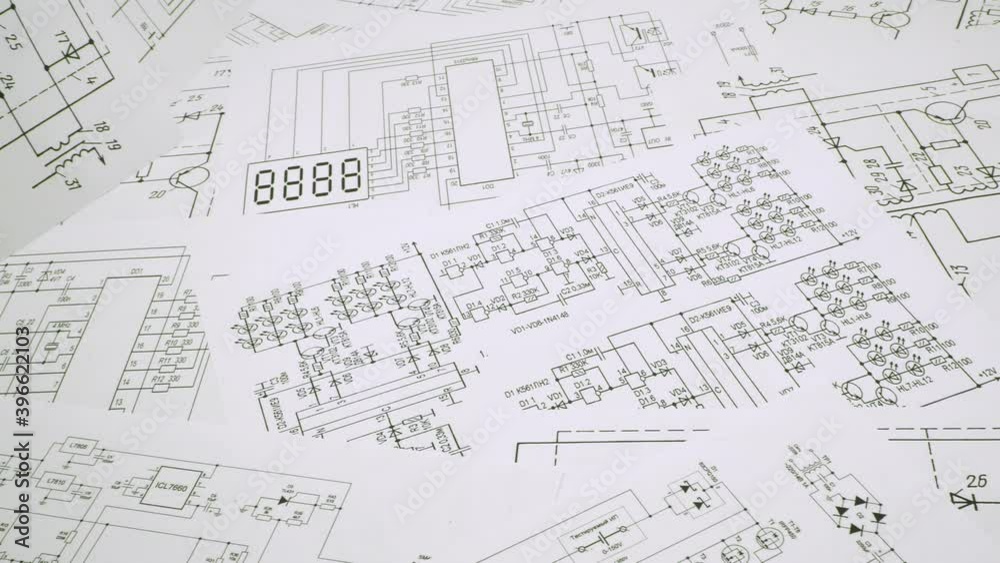 Electronics and Engineering. Printed drawings of electrical circuits. Science, technology and electronics. Electronics and Engineering. Printed drawings of electrical circuits. Science, technology and electronics.