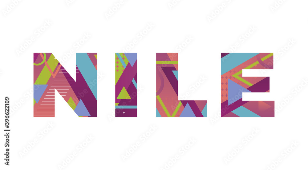 Nile Concept Retro Colorful Word Art Illustration