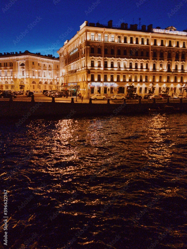Saint Petersburg rivers at night