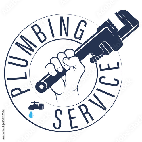 Wrench in hand plumbing symbol for repair and service