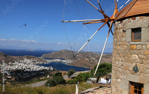 Greece. Aegean Islands. Patmos, Skala view from Hora's windmill photo