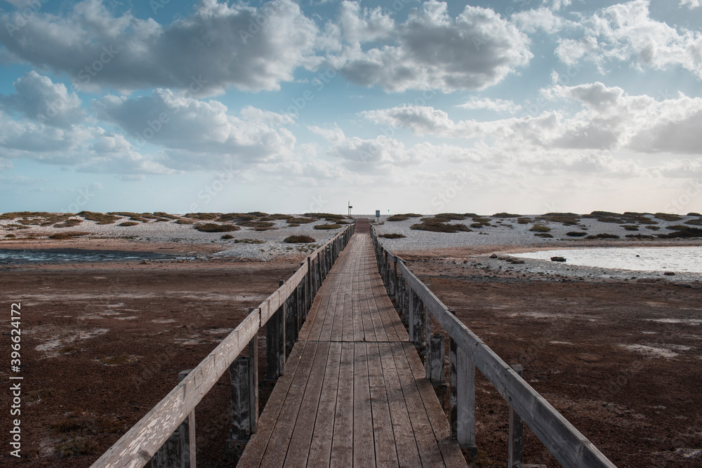 Wooden bridge to the beach