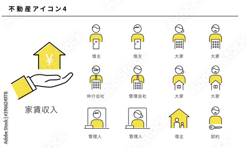 シンプルな不動産アイコン（人物）のセット4