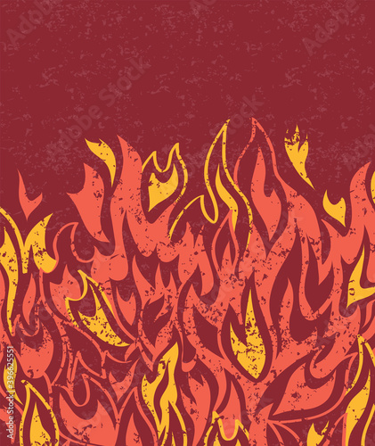 Fire flames banner with space for text in grunge style