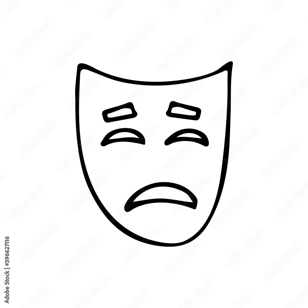 Doodle comedy theater masks icon. Hand drawn comedy mask. Doodle drama theater mask Doodle comedy theater masks icon. Hand drawn comedy mask. Doodle drama theater mask