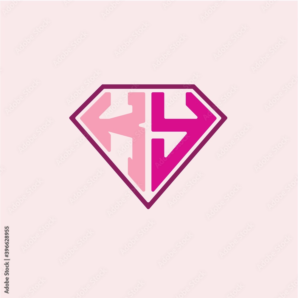 Obraz premium The initial letter of the K Y logo is diamond shaped, with a modern minimalist design