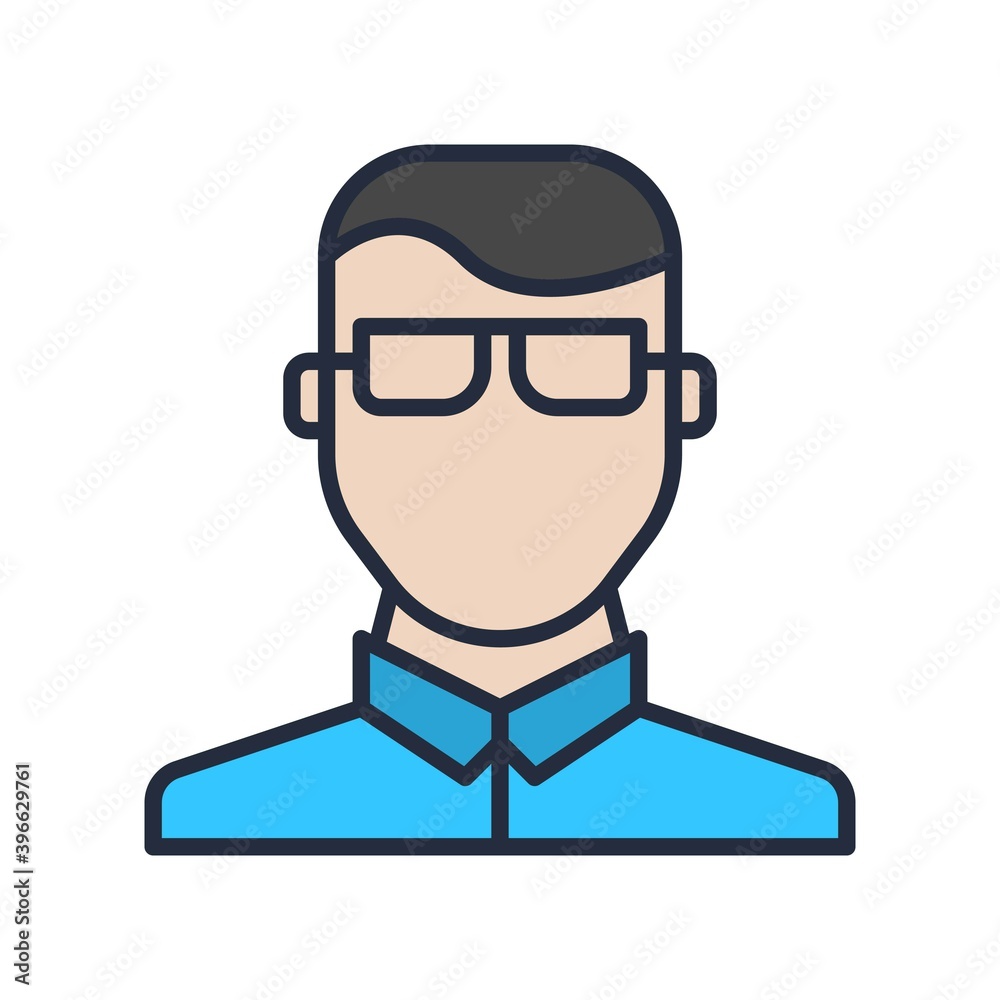 Male avatar icon in flat design style. Vector illustration.