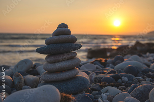 Pebble tower and th esunset