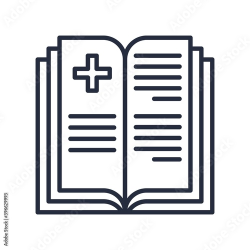 Medical notebook, journal icon in line style.