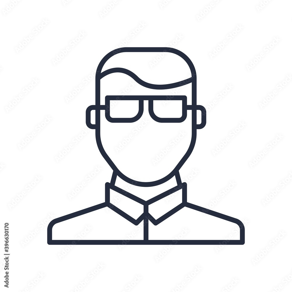 Male avatar icon in line design style. Vector illustration.