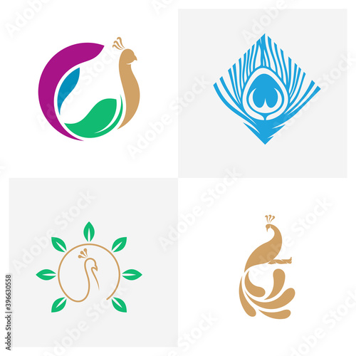 Set of Peacock logo vector template, Creative Peacock logo design concepts, Illustration