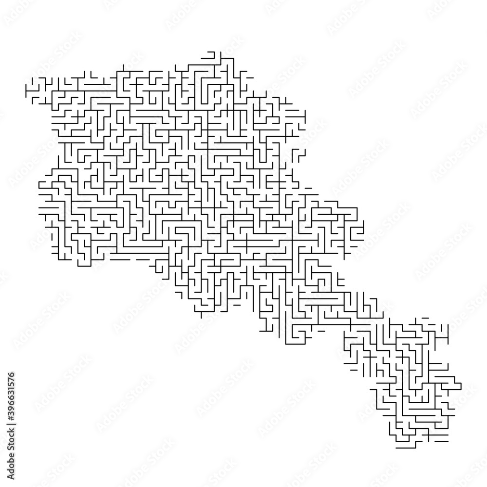 Armenia map from black pattern of the maze grid. Vector illustration.
