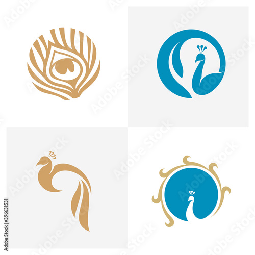 Set of Peacock logo vector template, Creative Peacock logo design concepts, Illustration