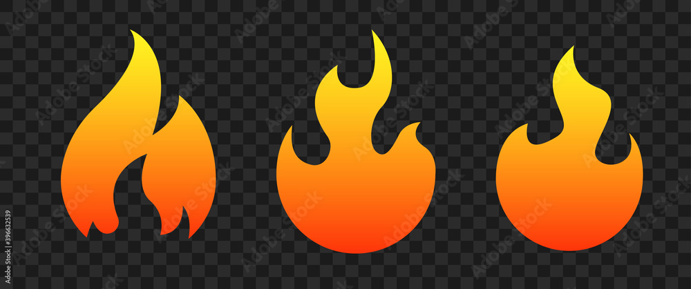 Fire icons. Flame set vector illustration Stock Vector | Adobe Stock