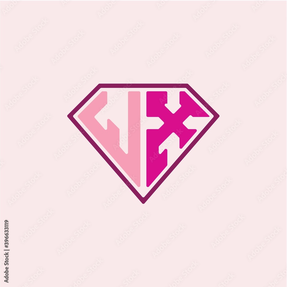 Obraz premium The initial letter of the W X logo is diamond shaped, with a modern minimalist design