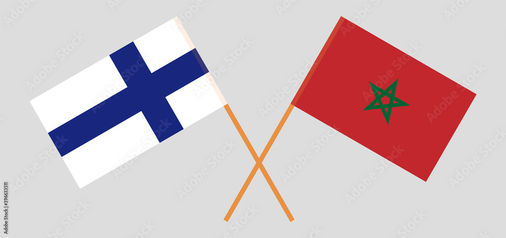 Crossed flags of Finland and Morocco