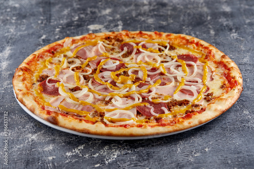 italian pizza on the dark background
