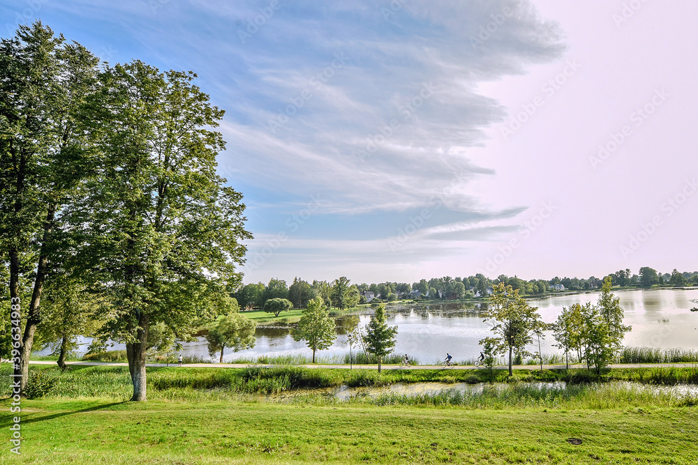 Beautiful lake Kirkilu in Lithuania near the Birzai castle