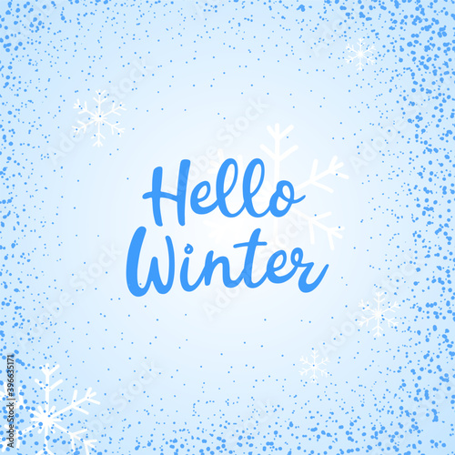 Hello winter banner with snow