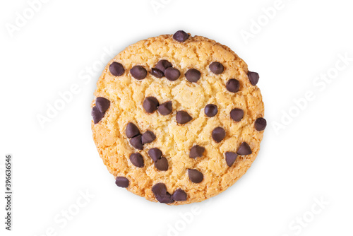Cookies with chocolate drops on a white isolated background