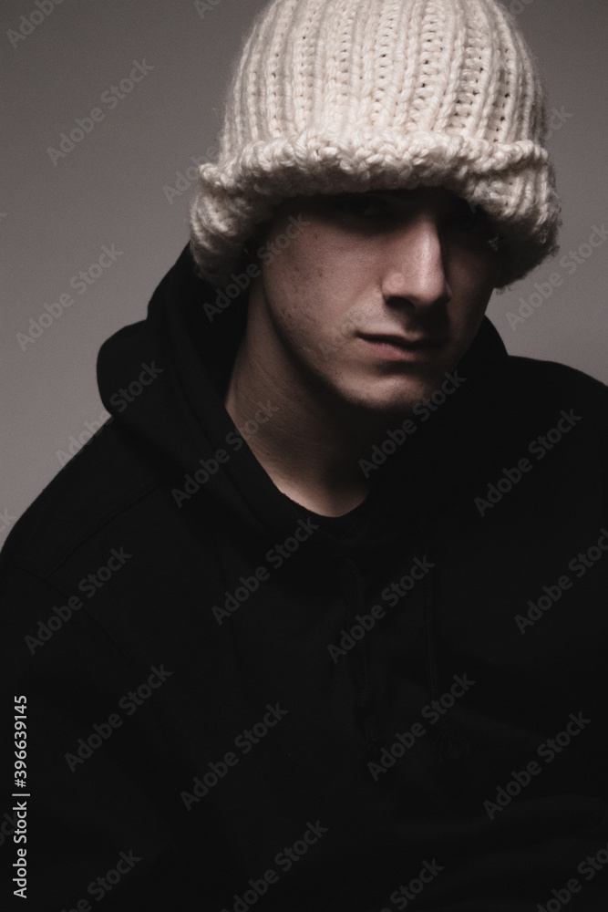 Handsome male model in black sweatshirt Handsome male model in black sweatshirt