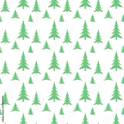 seamless pattern vector of green forest on white background  hand drawn  digitally created on a tablet