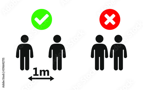 Social distancing. Keep your distance 1m or 1 metre icon. Vector illustration.