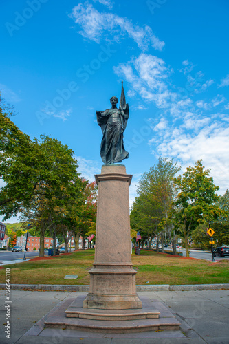 World War II veterans memorial in Upper Common on Main Street in downtown Fitchburg, Massachusetts MA, USA.  photo