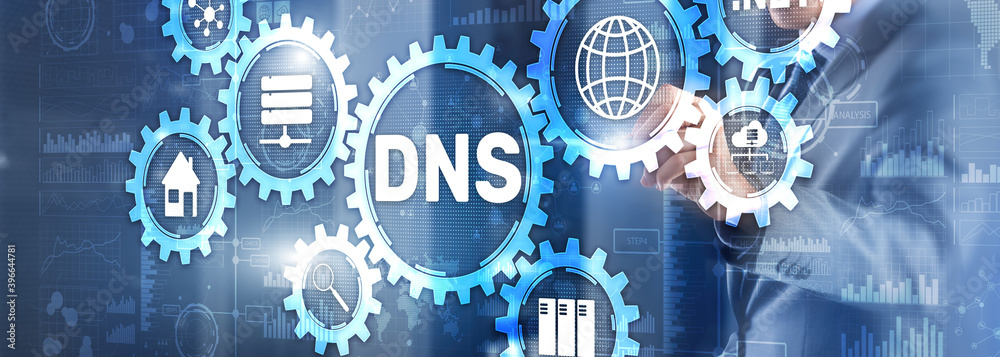 DNS Domain name System server concept. Mixed media. DNS Domain name System server concept. Mixed media.