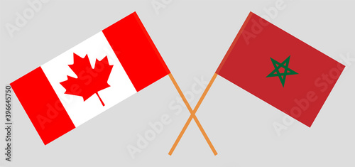 Crossed flags of Canada and Morocco