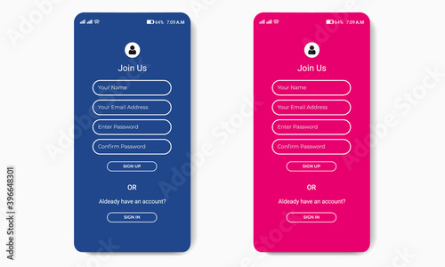 registration form user interface design for mobile application
