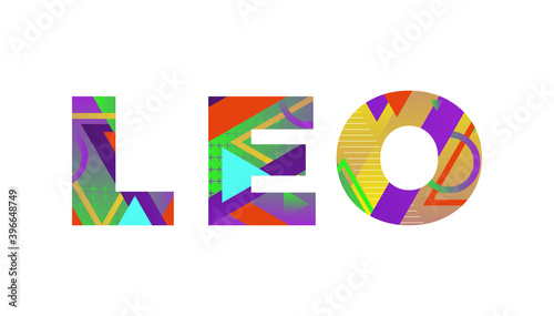 Leo Concept Retro Colorful Word Art Illustration